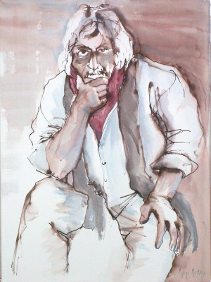 Assis <br>Aquarelle sur papier tendu sur chassis 54 cm x 73 cm