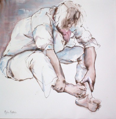 Abandon<br>Aquarelle sur papier Arches 1 x 1 m