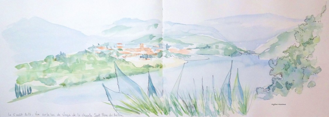 Vue sur le lac de Vinça de la chapelle Sant Pere du Belloc
